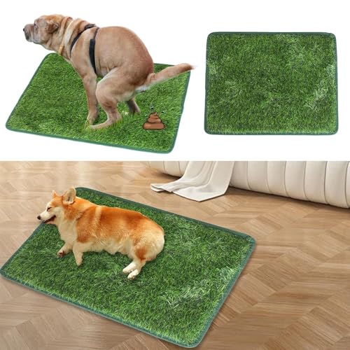 Kunstrasen Hundeklo Welpen Balkon Hundetoilette Ersetzen Rasen Welpentoilette Wiederverwendbar Training Pee Pads für Kleine Grosser ältere Hunde Hundeklo Rasen (Grün, 46x70cm)