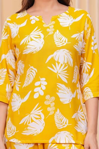 Image of Women's Printed Night Suit of Kurti & Pajama Set Women Night Wear Set