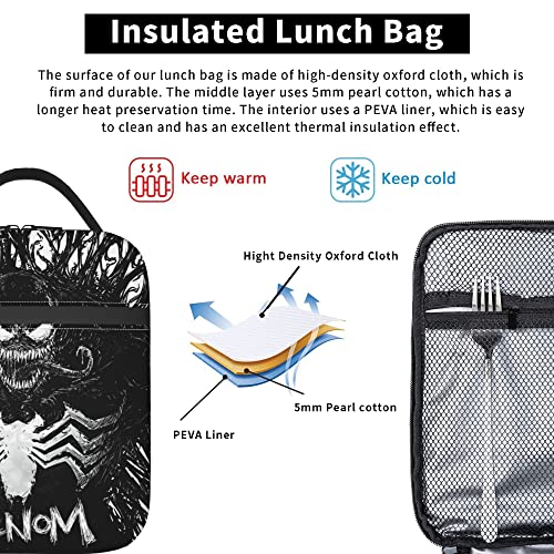 Horckey Movie Lunch Box Insulated Tote Lunch Bags Superhero Black Fashion Portable Lunch Box For Picnic Work Travel #TOP4