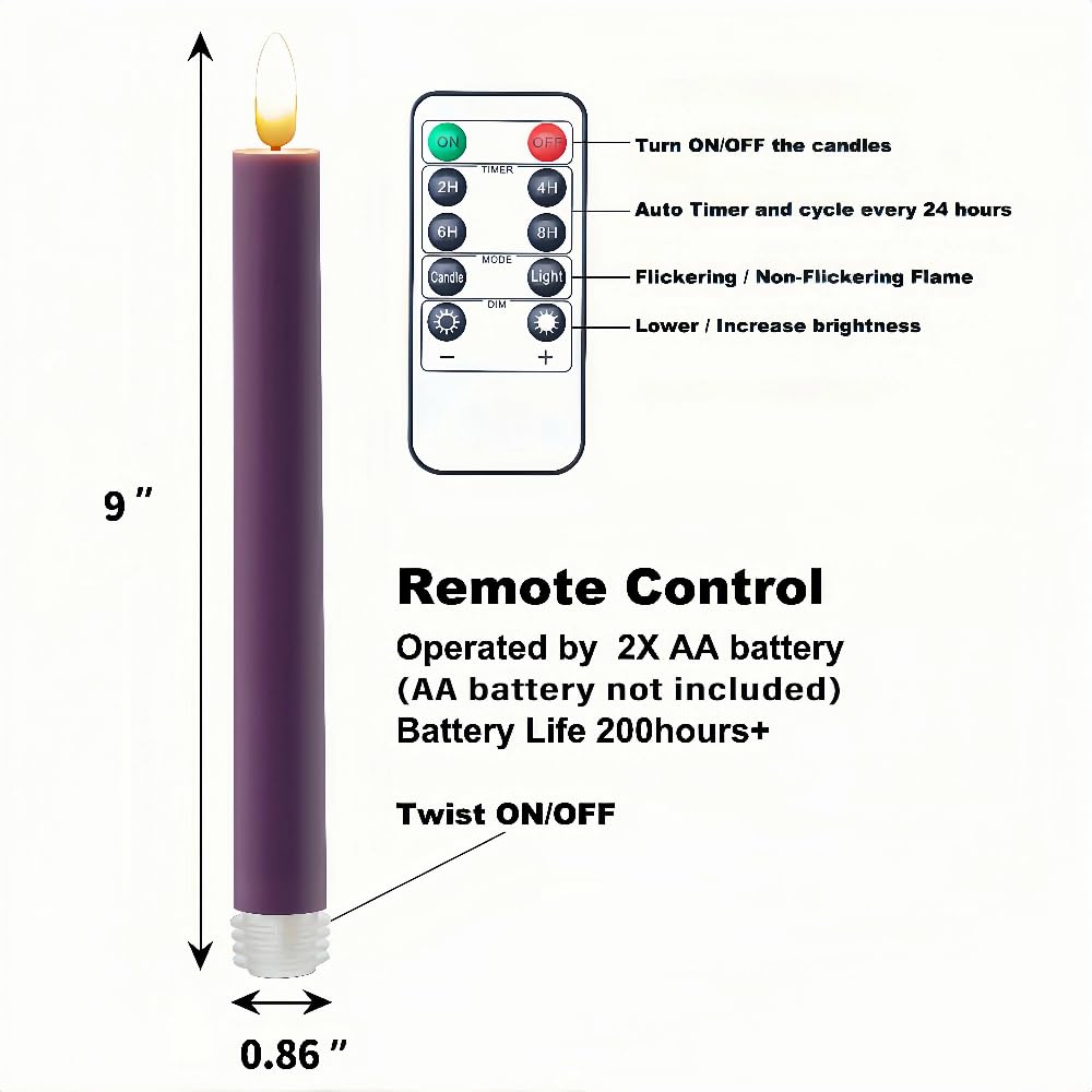 Simplelight flammenlose Spitzkerzen mit Fernbedienung, batteriebetriebene Kerzen, LED-Kerzen, Oster-LED-Kerzen, batteriebetrieben, 6 Stück, H: 22,9 cm (mehrfarbig)