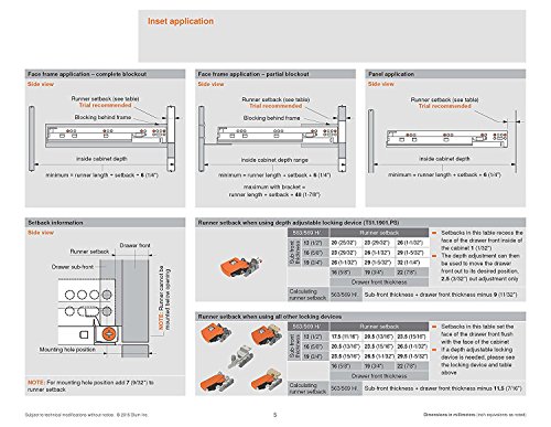 Image of 15 inch BLUM Tandem Set of 6 Drawer Slides Plus BLUMOTION Complete Kit. with Runners 563H, Locking Devices, Rear mounting Brackets and Screws (for face Frame or Frameless Application)
