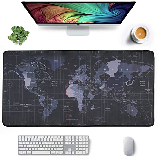 Seagull flight of fashion Large Extended Mouse Pad XXL with Non-Slip Rubber Base, Stitched Edge Mouse Mat for Laptop, Computer & Desk - 60 x 30 x 0.2 cm - World Map