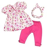 Sophia's - 12' Doll - Floral Top, Leggings & Headband Set - Hot Pink