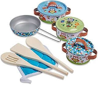 Wobbly Jelly - 'Woodland Animals' Kids Kitchen Set - 11 pc Toy Pots and Pans Set for Kids - Toy Cooking Accessories