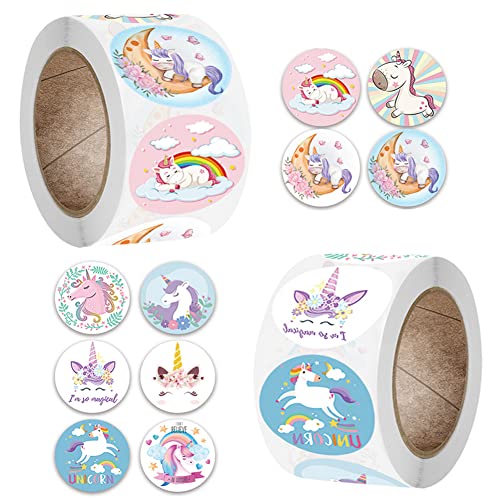 1000 pcs Licorne Autocollant,Licorne Récompenses Sticker,Gommettes Licorne,Sticker de Licorne Étiquette,Licorne Autocollant Rond,Licorne Autocollant Enfant,Récompenses Autocollants
