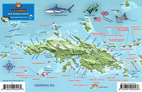 St. Thomas USVI Dive Map Fish ID Virgin Islands Franko Maps Waterproof Fish Card