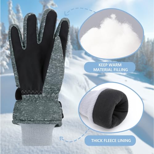 Image of Duoyeree Kids Waterproof Ski Gloves Warm 5-Fingered Winter Accessories for Boys & Girls Aged 4-13.