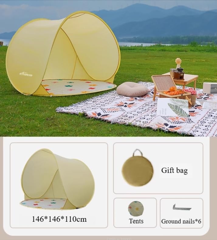 Tenda portatile a lancio rapido, protezione solare per esterni, impermeabile, senza costruzione, tenda da campeggio ad apertura rapida con borsa portaoggetti, adatta per spiaggia, campeggio, ciclismo