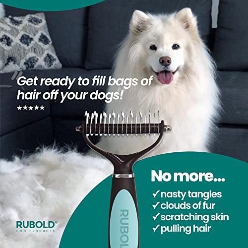 Rubold Dematting Tool For Dogs - Pet Safe Dematting Comb For Dogs - Cat And Dog Brush For Matted Hair - Undercoat Grooming Rake For Every Medium And Long Hair Dog And Other Pet #TOP4