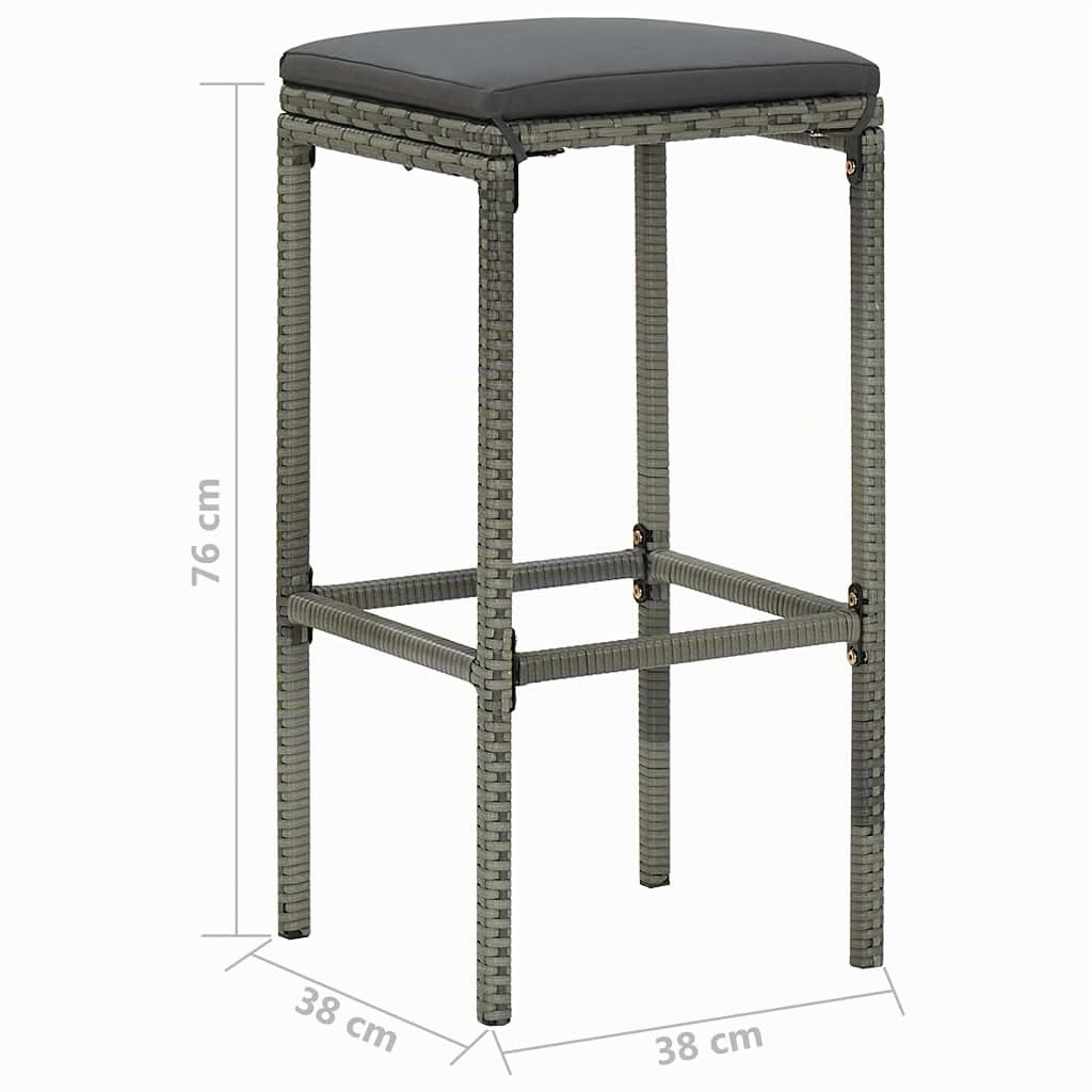vidaXL Meuble de Bar de Jardin 5 pcs et Coussins Salon de Jardin Ensemble de Salle à Manger Mobilier de Patio Terrasse Extérieur Résine Tressée Gris