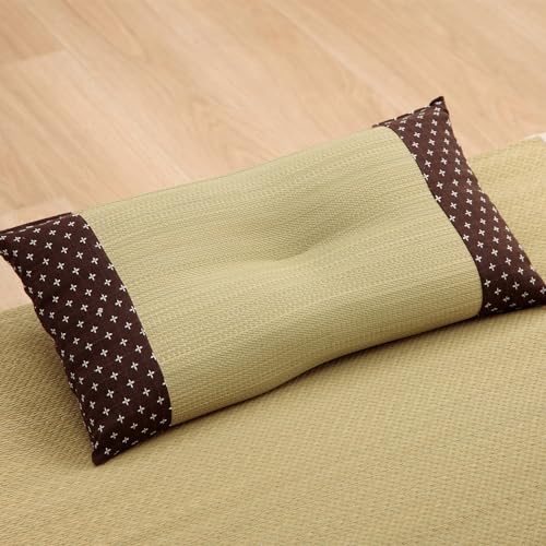 イケヒコ い草 枕 ピロー 和 平枕 詩織 ブラウン 約30×50cm インド綿 刺し子 ムレにくい シンプル リラックス効果 抗菌 防臭 癒し 日本製 九州産 おしゃれ #1122950066301