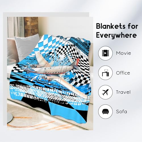 Boys Blanket Gifts, Kids Throw Blanket with Airplane Print, Fluffy Flannel Throw for Son Grandson, Gifts for Toddler, 30"x40"