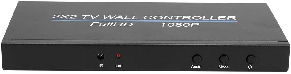 Depan view of the Bewinner 2x2 Video Wall Controller showing IR, Led, Audio, Mode, and Power buttons