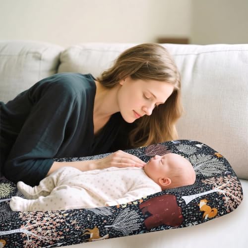 Image of Baby Lounger Cover Grils Boys, Soft and Comfortable Newborn Lounger Cover, Breathable & Stretchy Infant Nest Slipcover Compatible with Snuggle Me Newborn Lounger, Cover Only (Forest Animals)