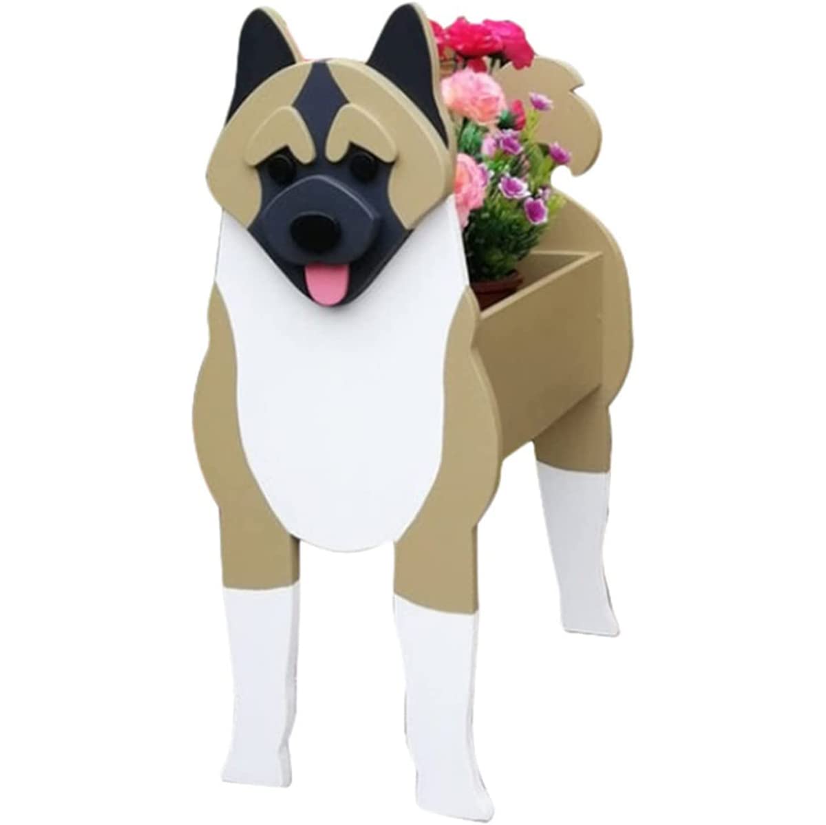 WZSON Plant Flower Pot Dog Planter Cute Ornament, Dog Flower Pot, Plant Container Holder PVC Material, for Garden Outdoor Indoor Decoratidog Flower Pot,Akita,S