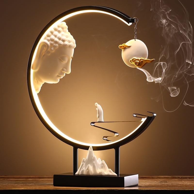 Incense Holder Incense Burner Incense Waterfall Chinese Zen Incense Burner Ornaments Creative Porch TV Cabinet Desktop Decoration Home Tea Room Living Room Decorations Backflow Incense Burner