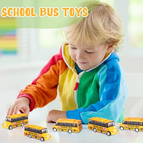 image for RoundFunny 12 Pcs Mini Yellow School Bus Toys for Toddlers Back to Sch