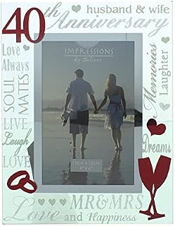 ukgiftstoreonline 40th Ruby Wedding Anniversary Photo Frame New Boxed