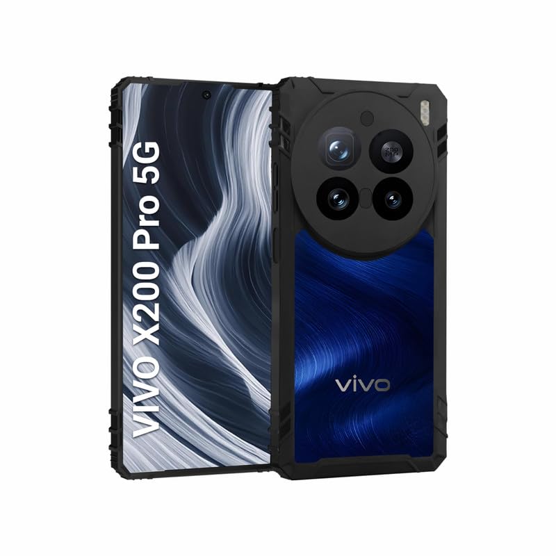 Image of AIBEX Crystal Clear Back Cover Case for Vivo X200 Pro 5G| 360 Degree Protection | Shock Proof Design | Transparent Back Case for Vivo X200 Pro 5G (PC & TPU, Black Bumper)