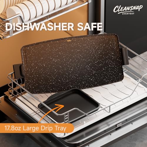 Image of Cleansnap Everyday Electric Griddle, 20 inch Nonstick Grill with Foldable Anti-Mess Shield, 1700W Fast Heating, ILAG Ultimate Coating, Dishwasher-Safe Removable Plate, Midnight Black
