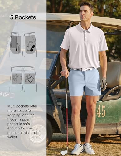 PULI Golf Shorts Men 5 Inch Inseam Relaxed Fit Stretch Dress Lightweight Casual Travel Quick Dry Summer Shorts4