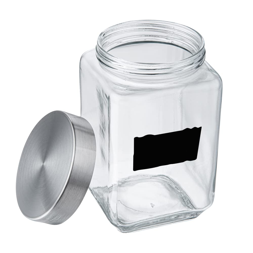 Restaurantware Vetri - Juego de 3 tarros de cristal con tapa, etiqueta de pizarra, 1 caja