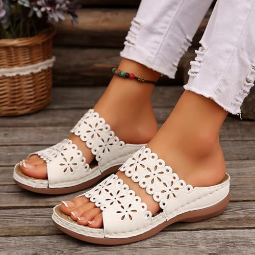 Women's Sandals Open Toe Hollow Out Wedge Sandal Arch Support Slides Sandals Beach Travel Walking Shoes Orthopedic Platform Shoes Comfortable Lightweight Walking Shoe3