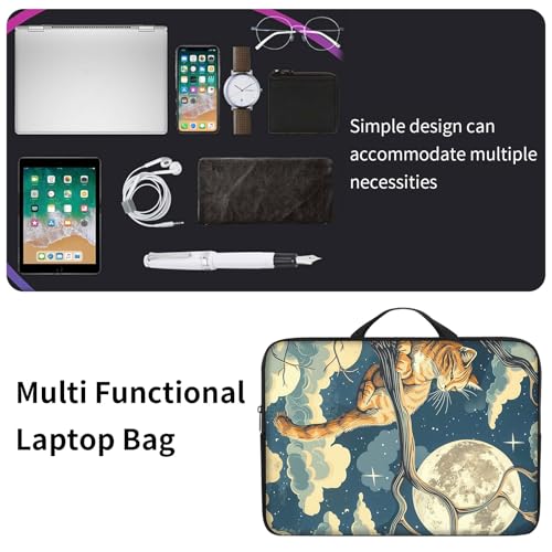 Funda para portátil 17 pulgadas con asa marrón y luna miniatura 3