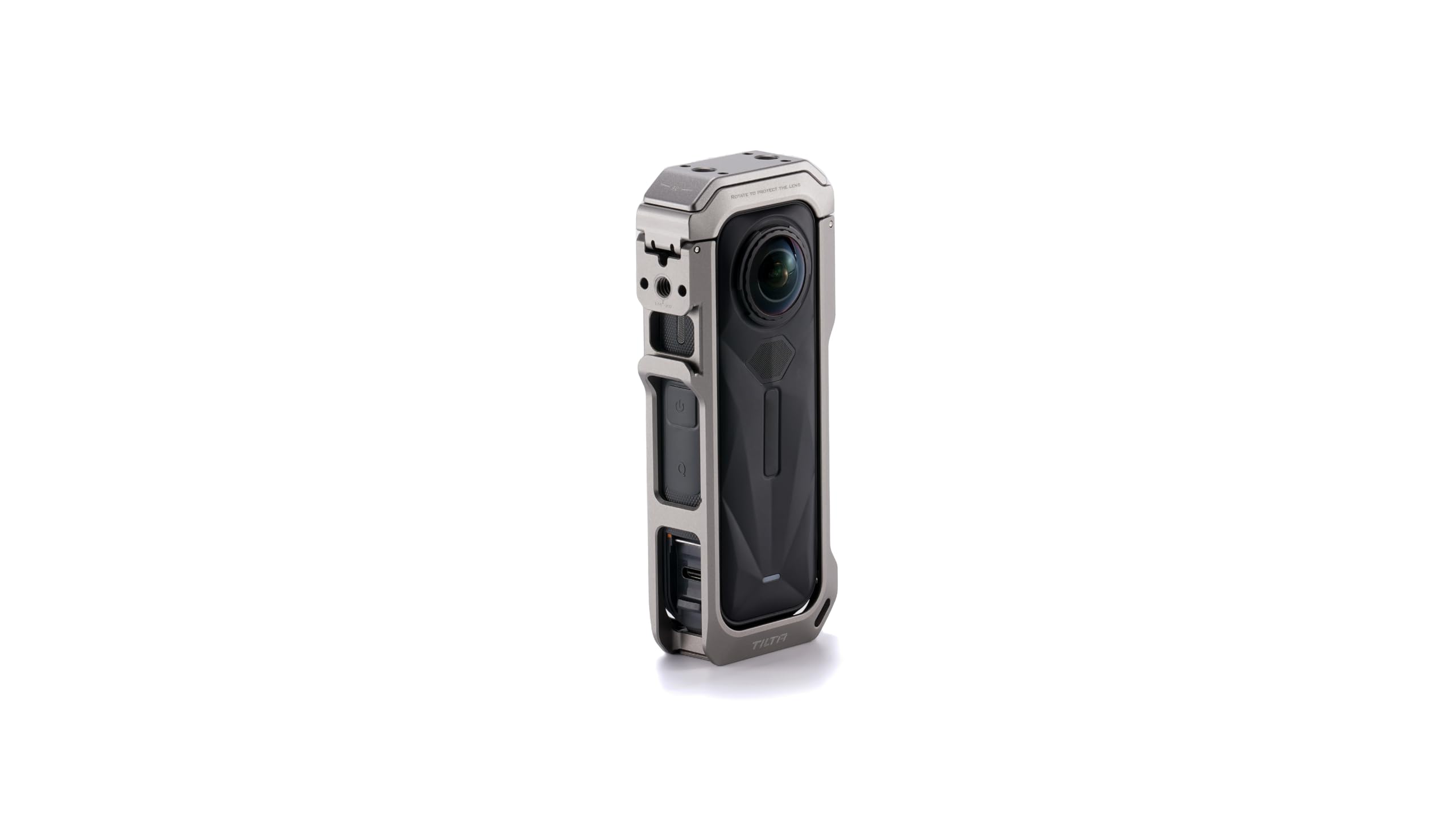 Tilta Jaula Insta360 X5, Jaula Completa para Cámara Compatible con Insta360 X5 con Roscas de 1/4”-20, Receptor de Zapata Fría - Gris Titanio TA-T90-FCC-TG