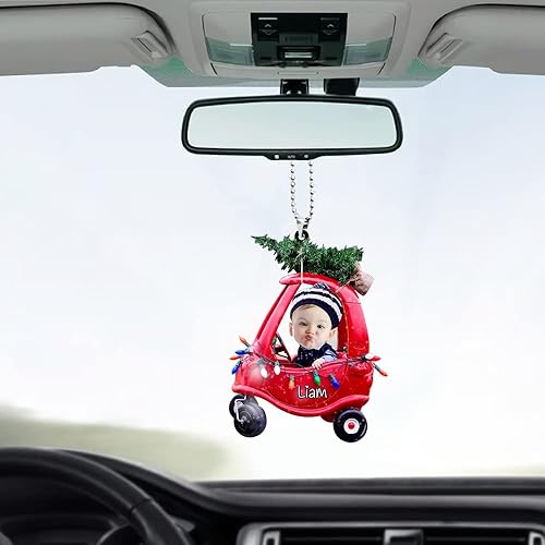 Miniatura 6 de IZI POD Foto personalizada con nombre de adorno de bebé, adorno personalizado de automóvil de Navidad para decoración de árbol de Navidad, regalo de