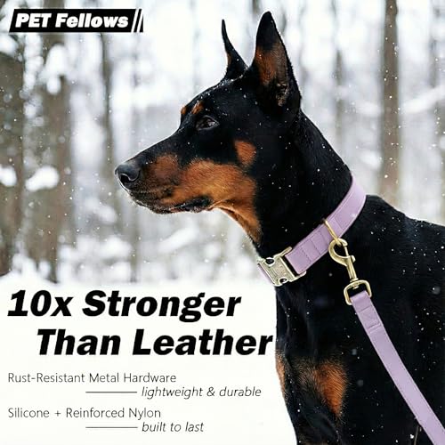Image of B&F Dog Collar for Medium Dogs Silicone Leather Dog Collars Soft Flexible Waterproof Odor-Proof Durable Thick Classic Adjustable Pet Puppy Collar (Purple, Medium (12.5-20 inch Neck))