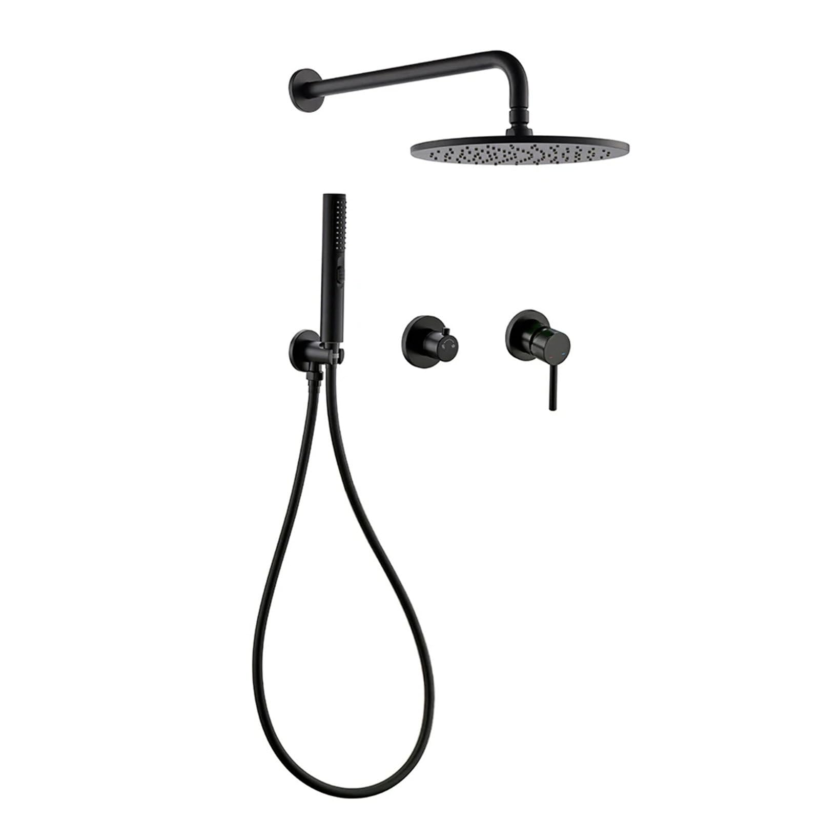 Kit de douche mural caché en laiton massif avec mitigeur noir mat