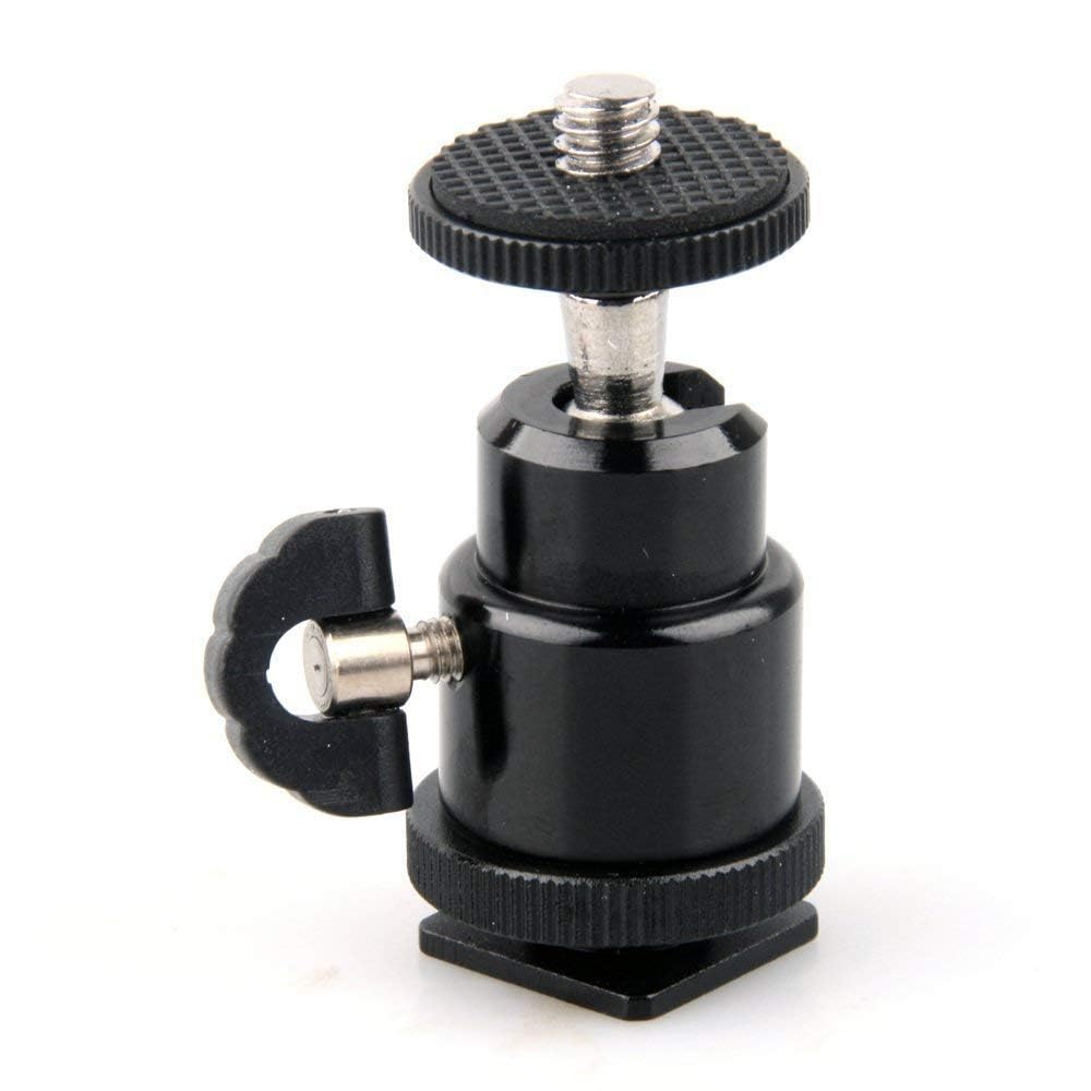 Adjustable Swivel Angle Mini Smart Ball Head Bracket 1/4" Hot Shoe Mount Adapter Holder Camera Video for Camera Tripod Hot Shoe (Black)-image-26