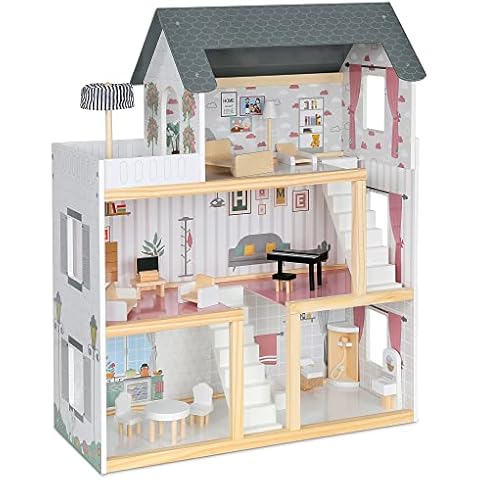Lil’ Jumbl Kids Wooden Dollhouse with Accessories Cover