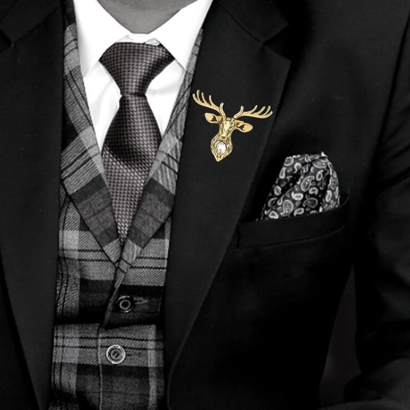 Deer-Shaped Wedding Lapel Pin/Brooch with Crystal