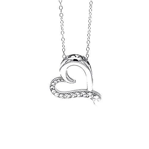 Charm America - Silver Heart Pendant Necklace- 925 Sterling Silver- Silver Adjustable Necklace 16"-18" (Style 1)