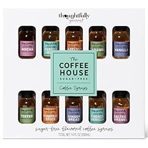 Thoughtfully Gourmet koffiesiroop cadeauset – suikervrije koffietoppings met 10 verschillende smaken