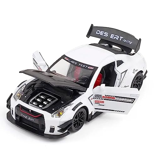 Image of 1:32 Scale Die-Cast Metal GT-R with Openable Doors and Pull Back Action with Lights & Music (White)