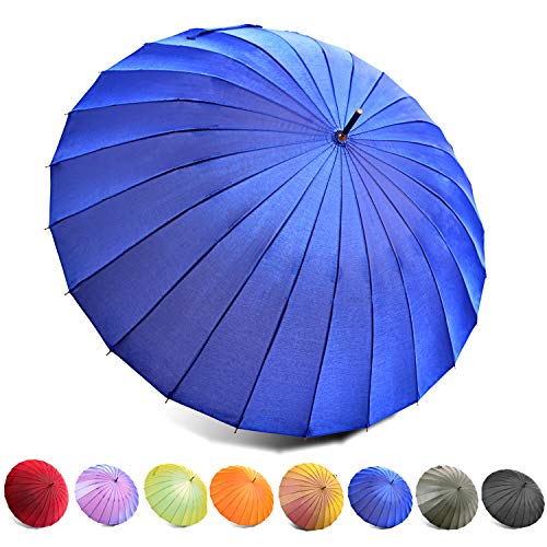 Kung Fu Smith Vintage Parasol Umbrella for Women and Girls - Wood Handle Light Windproof UV Protection and Rain