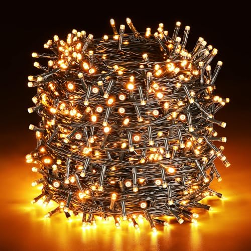 ELKTRY 1000LEDs 100M Luci Natale Esterno, Luci per Albero di Natale Impermeabile con 8 Modalità, Catena Luminosa Esterno Luci Natalizie per Albero/Natale/Giardino/Interno/Festa, Bianco Caldo