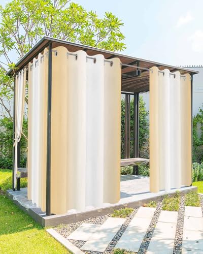 EZON-CH Outdoor Curtain for Patio Waterproof, Orange White Gradient Minimalism Outside Curtains with Grommet Top Curtain Panels Drapes for Pergola, Gazebo, Balcony 54