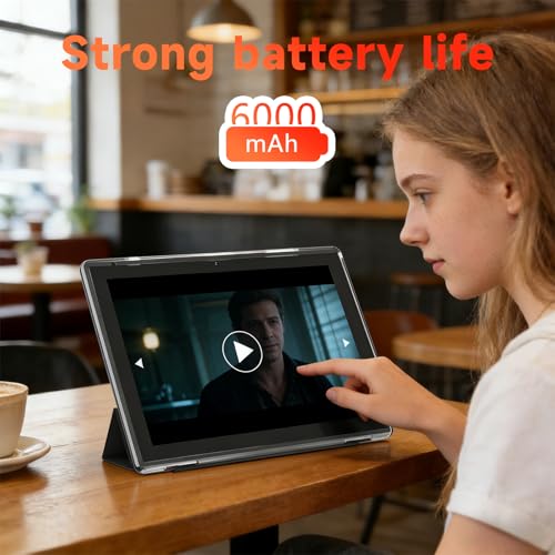 Image of WUIUHOU 10.1 Inch Android 15 Tablet, 8GB RAM 32GB Storage, HD IPS Display, 5G WiFi 6,6000mAh Battery, Dual Camera for Video Call, Tab with Case & Stylus Pen for Work /Study Tablet with case (Black)