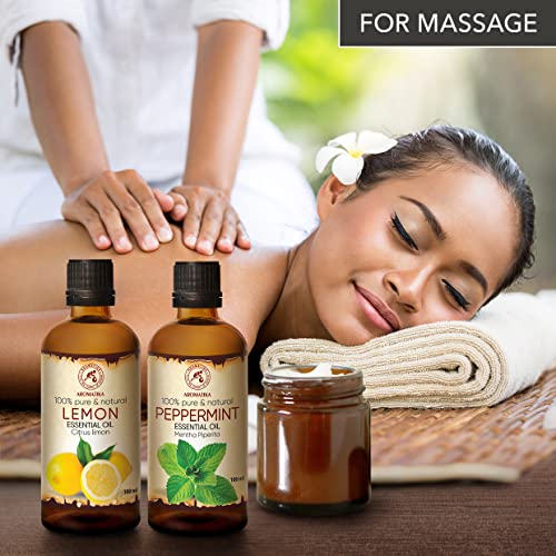 Huile essentielle de menthe poivrée purifiante et citron pour diffuseur