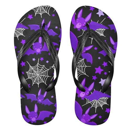Burbuja Cartoon Purple Bats Flip Flops for Women Men, Soft Thong Sandals Rubber Slippers for Pool Beach Essentials