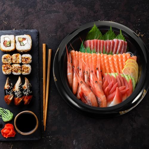 Bandeja redonda de plástico para sushi y sashimi miniatura 7