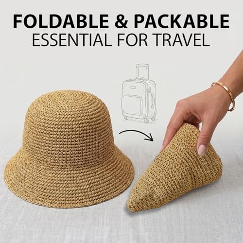 Sombrero Bucket de Paja para Mujer Plegable para Verano miniatura 6