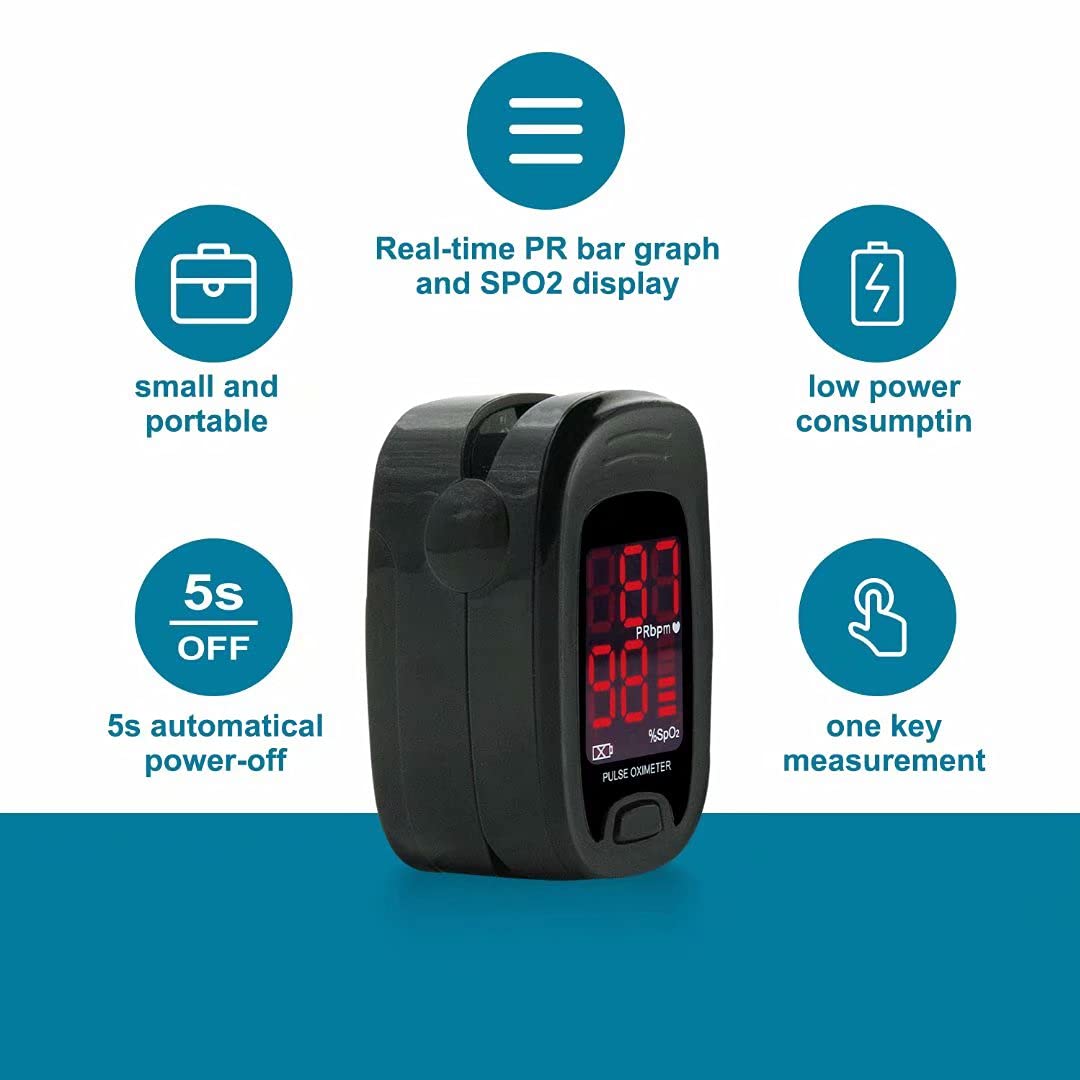 CONTEC MEDICAL SYSTEMS CMS50M Black Pulse Oximeter SpO2 and PR Value Waveform Blood Oxygen Neck