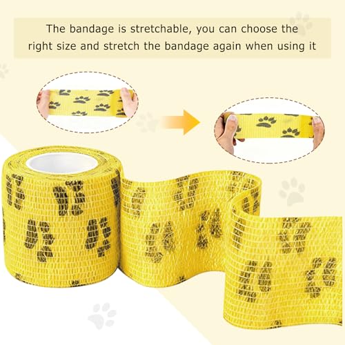 Euablfo 12 Rollen selbstklebender verband hund, Selbstklebender Verband, Kohäsive Bandage, Fixierbinde Selbsthaftend für Haustiere,Cohesive Pet Vet Wrap für Katze, Hund, Pferd Bein Klebeverban