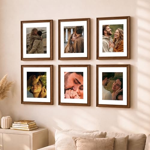 Image of Art Street Wooden Photo Frame for living room, Aesthetic Cave Design Photo Frames for Photograph, Art Work, Certificates Set of 6 (11x14 Inch, Brown)