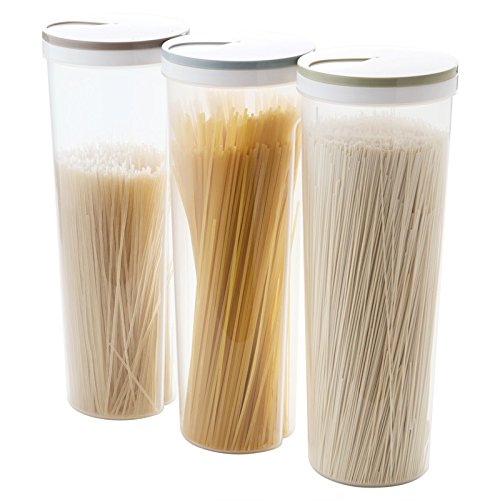 Deco haus® Barattoli Vetro per Spaghetti Set di 3 [+ETICHETTE] - Barattoli con Coperchio - Contenitori in Vetro con Coperchio - Contenitori Pasta, Barattoli Cucina - 3x1950ml